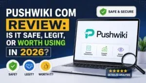 Pushwiki Com Review featured image showing website safety, legitimacy, features, and trustworthiness in 2026